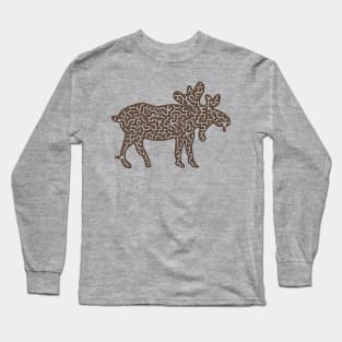 Bull Moose Shaped Maze & Labyrinth Long Sleeve T-Shirt